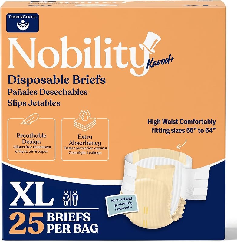 Nobility X Large Adult Diapers for Women and Men, 25 Count — Highest Rated Adult Diapers for your for highest rated