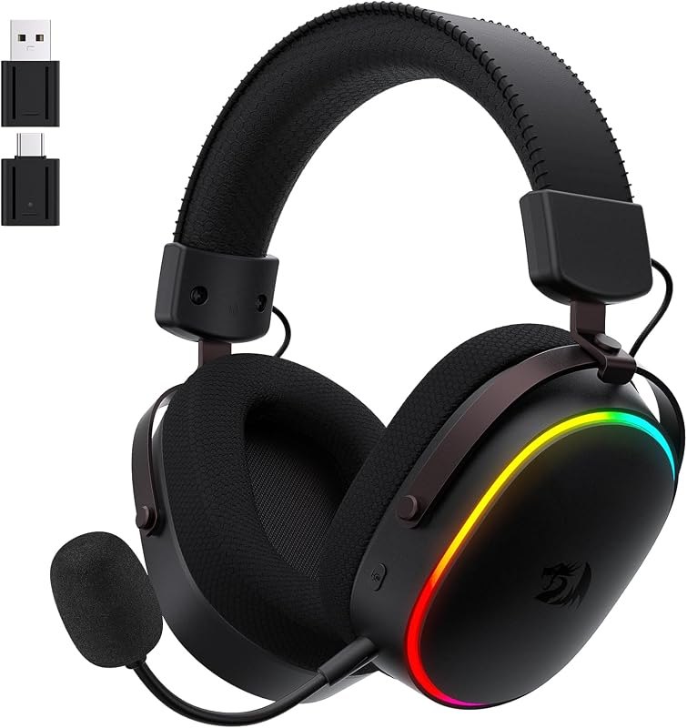 Redragon H831 4-Mode Wireless Gaming Headset, 53mm Drivers, 45Hr+ Battery — Gaming Headsets for gaming headsets