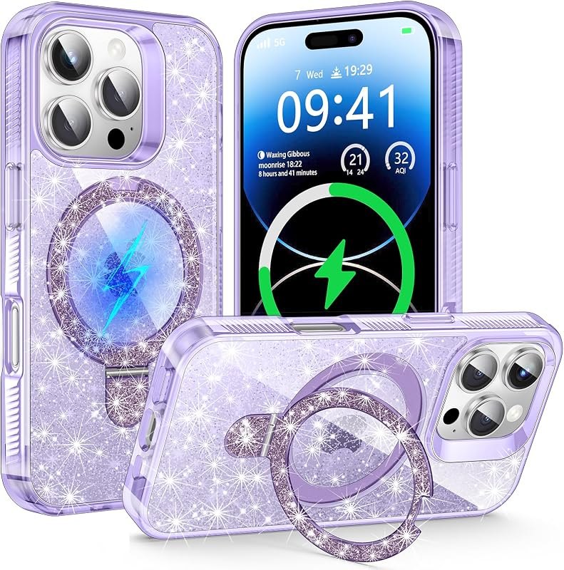 for iPhone 16 Pro Max Case Fit for Magsafe, Clear Magnetic Case with Stand — case for iphone pro max accessories