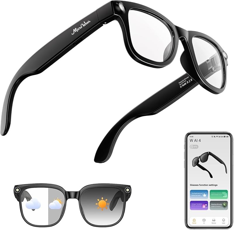AI Smart Glasses for Men Women, Bluetooth Audio Glasses (No Camera) — smart open-ear glasses amazon for smart open ear