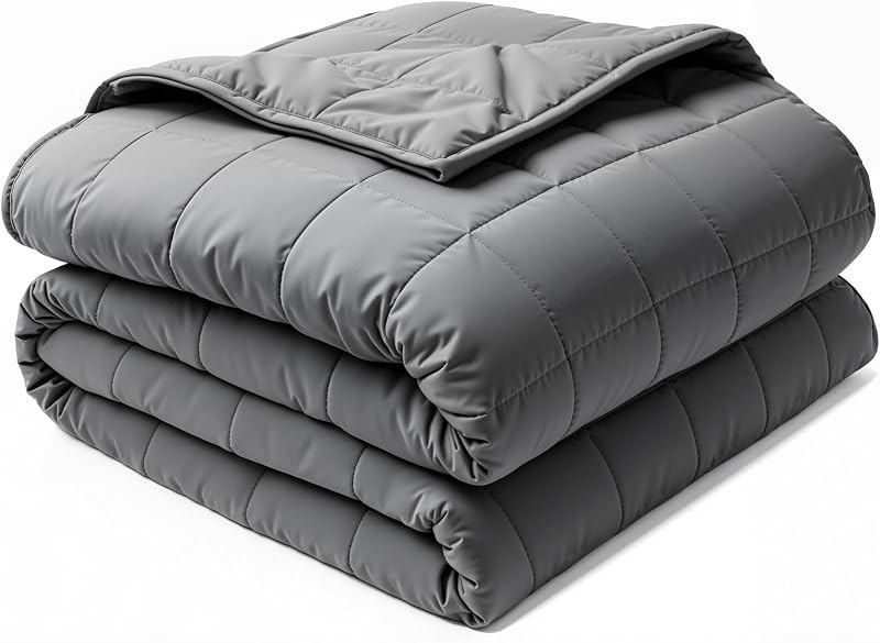 Weighted Blanket 15 lbs for Adults, 48" x 72" Twin Size Cotton Weighted Blanket, Cooling Heavy Blanket with Glass