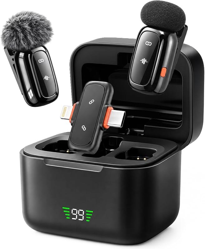 Wireless Microphone for iPhone Android, Dual Lavalier Mini Clip On Mic — best lavalier USB lapel mic for lavalier usb