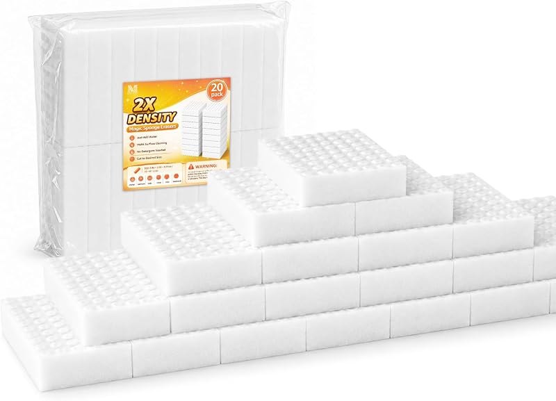 20 Pack Magic Sponge Erasers, 2X Density Extra Thick Melamine Cleaning Pads — cleaning sponges tiling for grout haze