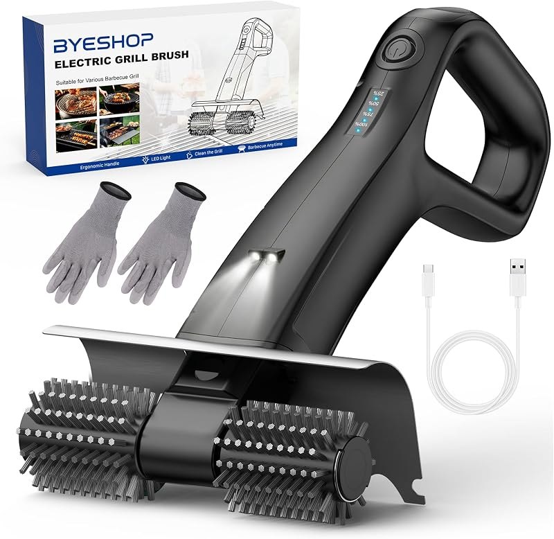 Cordless Electric Grill Brush, BBQ Grill Cleaner with 800RPM High-Speed Motor, 25kgf High Torque, 3500mAh Rechargeable