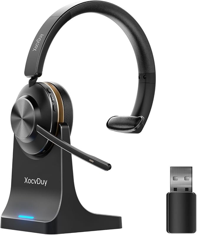 Bluetooth Headset, Wireless Headset with Mic for Work, Bluetooth 5.3, Wireless Headphones with AI Noise Cancelling