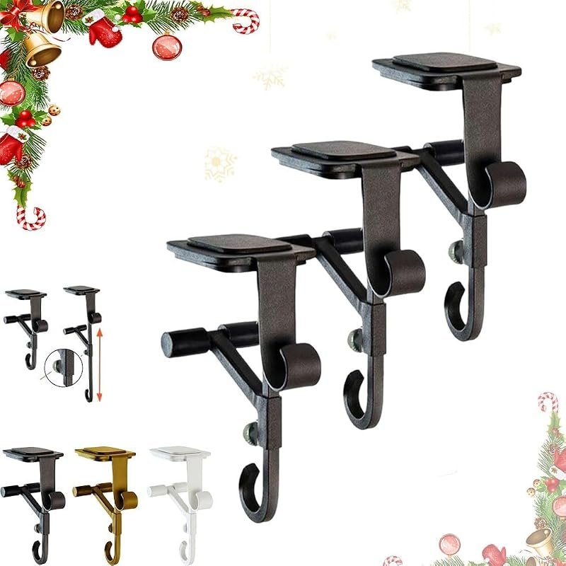 Fireplace Stocking and Garland Hanger, 2 in 1 Adjustable Christmas Heavy Duty Mantle Holiday Stockings Holder Metal