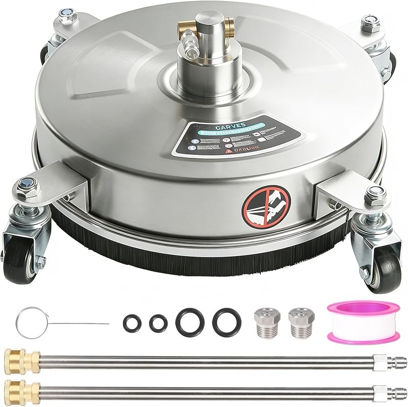Garvee Pressure Washer Surface Cleaner 18" with 4 Wheels Steel Surface — pressure surface cleaner for pressure surface