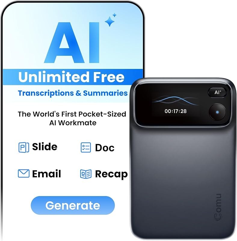 Comu Action Pro, AI Voice Recorder, Automatic AI Docs, 70H+ Battery Life — AI Services that can help your busin for