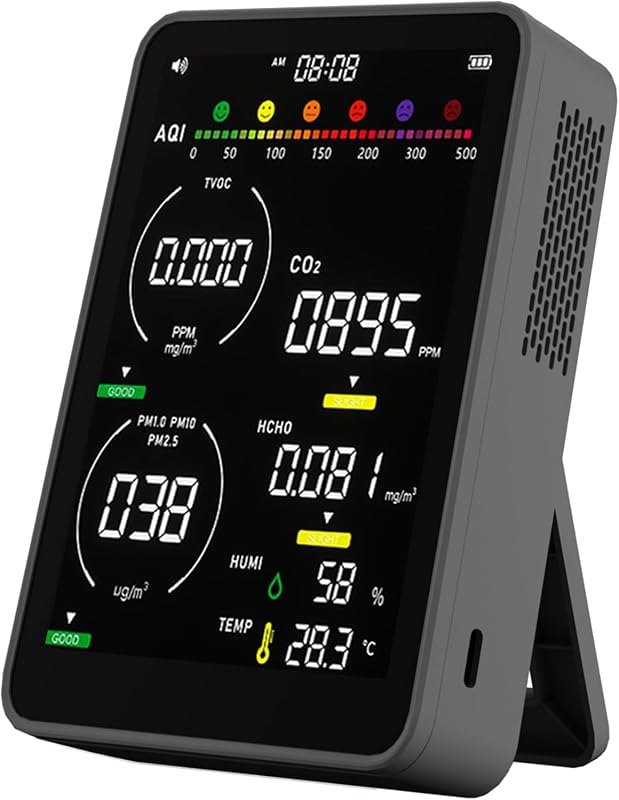 16-in-1 Indoor Air Quality Monitor, High-Precision Multi-Parameter Smart Air Quality Tester with HD Real-Time Color