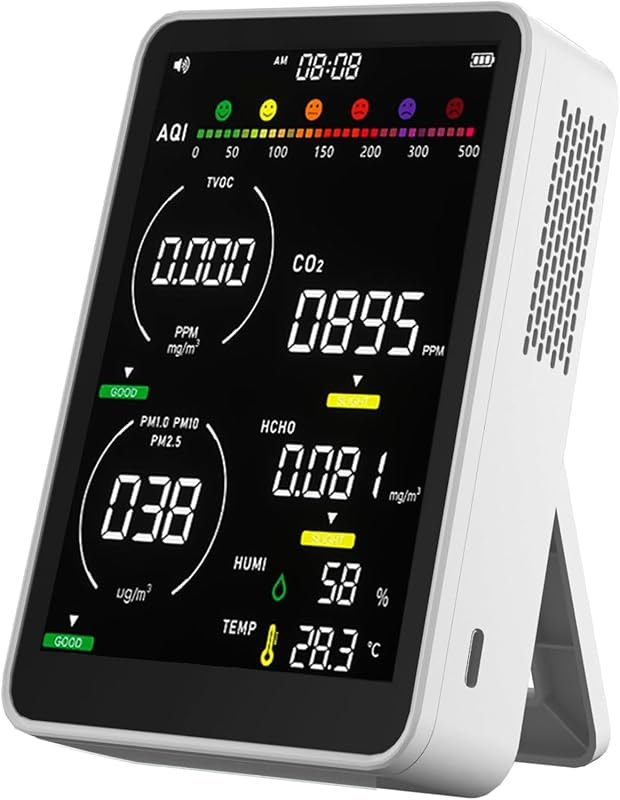 16-in-1 Indoor Air Quality Monitor, High-Precision Multi-Parameter Smart Air Quality Tester with HD Real-Time Color