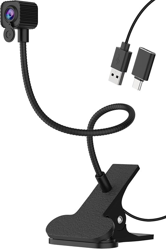 4K Center Screen Webcam with Microphone, AutoFocus 4K Middle Screen Webcam USB Type-C/A Adapter Plug&Play, Eye Level