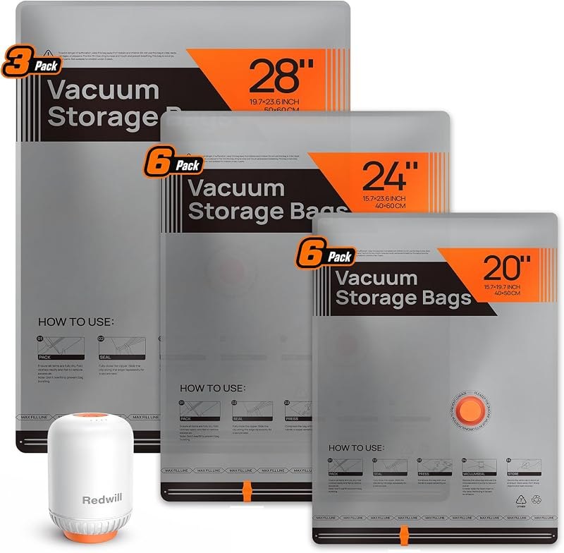 15 Pack Vacuum Storage Bags for Travel with Rechargeable Cordless Pump — storage vacuum bags for storage vacuum bags