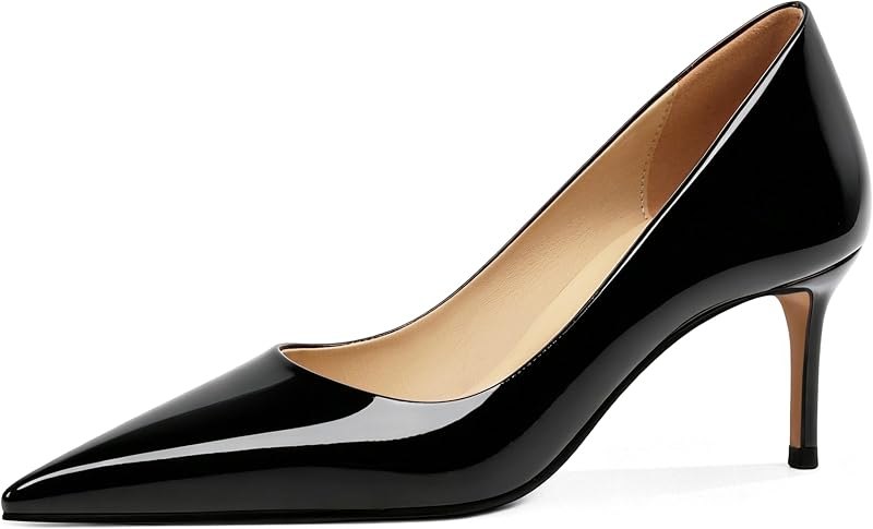 Women Kitten Heel Pumps Pointed Toe Slip-On Dress Shoes 2 Inch Low Heel for Office Work Business Casual
