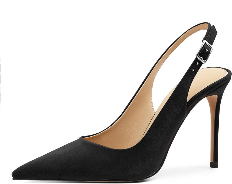 Slingback Heels Point Toe Buckle Strap Pump Sandals Close Toe Stiletto High Heel Pumps Wedding Bridal Party Prom Shoes