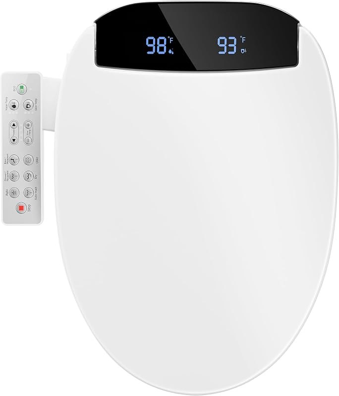 Bidet Toilet Seat Elongated Heated Electric Seats with Panel Instant Water — non-electric bidet for non electric bidet