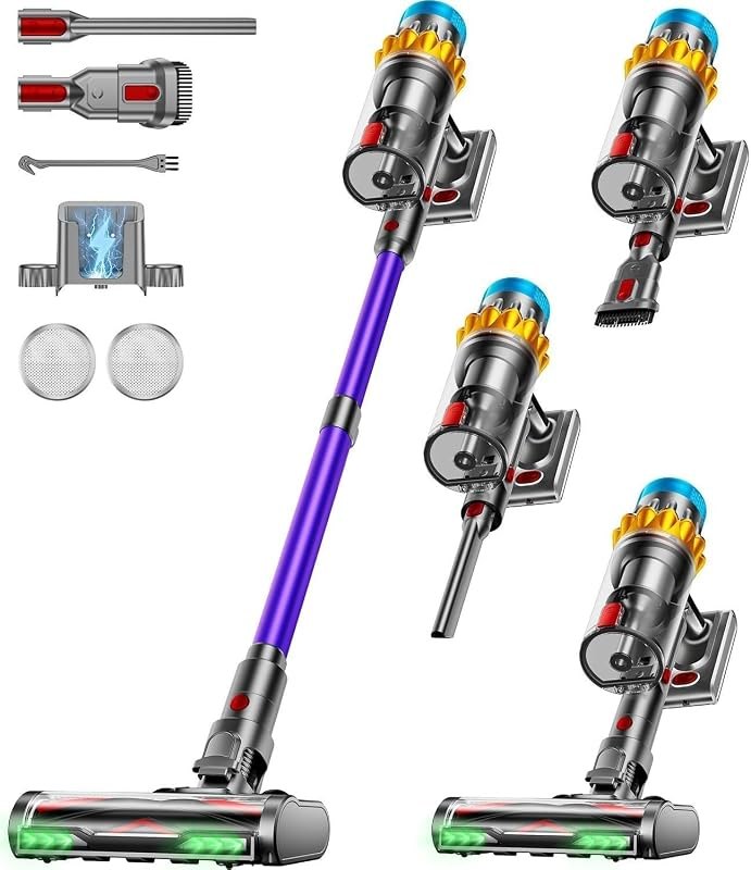 Cordless Vacuum Cleaner, 650W 60KPA 70Min Powerful Vacuum Cleaners for Home, Self-Standing Stick Vacuum Cordless