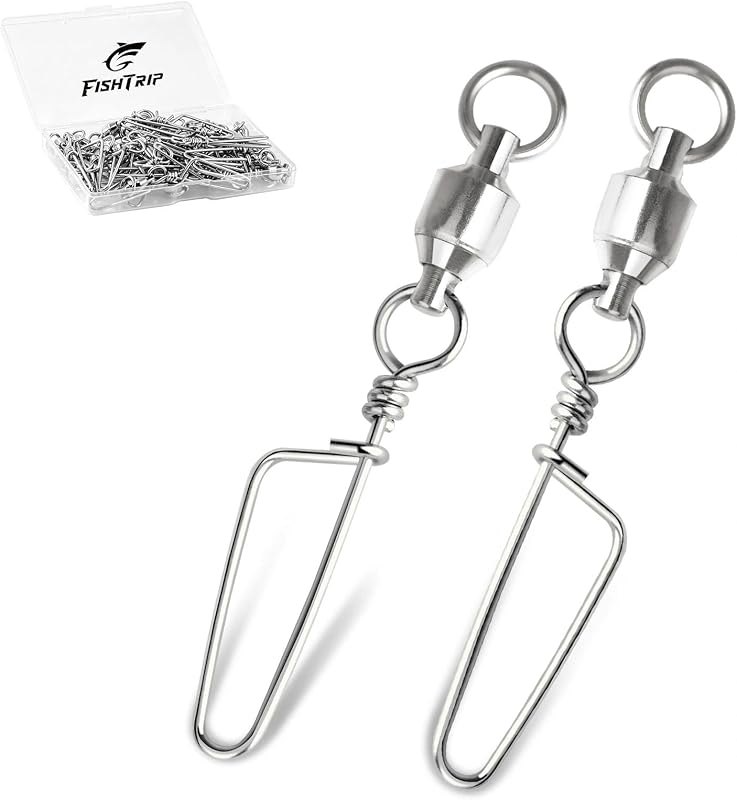 FishTrip 30PCS Fishing Snap Swivels Ball Bearing Swivel Stainless Steel — fishing swivels for fishing swivels