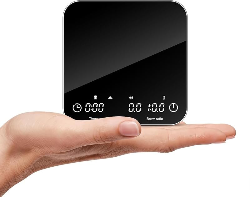Digital Coffee Scale for Espresso and Pour Over, 0.1g High Precision, 3 Brewing Modes, 3 LED Displays for Time Weight