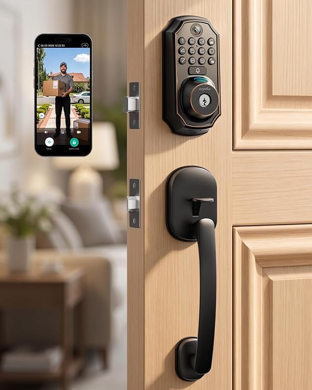 WiFi Video Smart Lock with Handle, 5-in-1 Keyless Deadbolt for Front Door — smart wifi deadbolt for smart wifi deadbolt