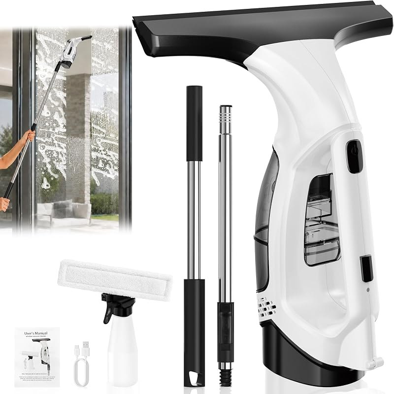 Electric Window Vacuum with Extendable Pole 31-40",Window Cleaner Tool