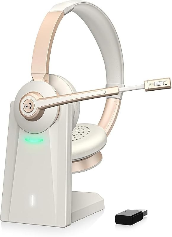 Wireless Headset, Bluetooth Headphones with Microphone AI Noise Canceling & Mute, Wireless Headset with Mic USB