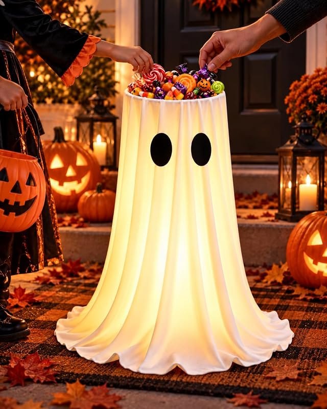 Halloween Ghost Candy Bowl, 47in Adjustable Height Candy Holder with Remote — best halloween candy bowl for halloween