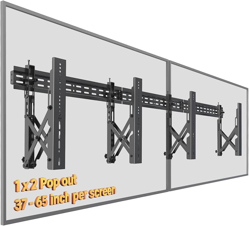 Pop-Out 1x2 Video Wall Mount for 37 to 65 Inch TVs, 220 lbs Total
