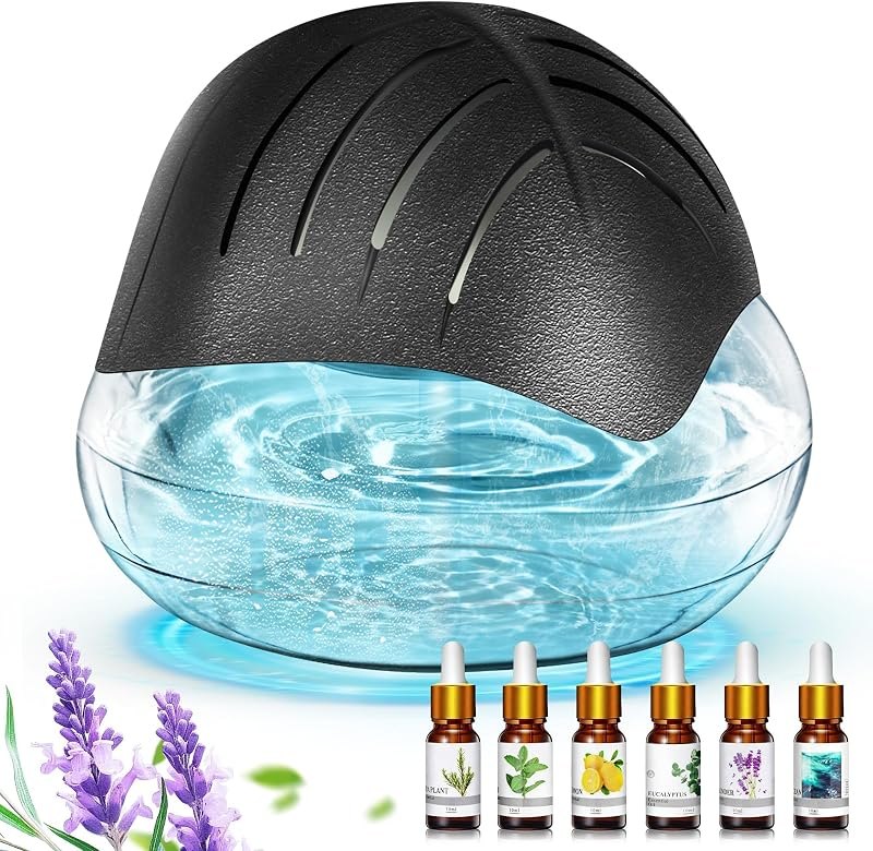 Water Based Air Purifier for Home with 6x10ml Essential Oils Diffuser and Humidifier Function, Rainbow Air Washer with