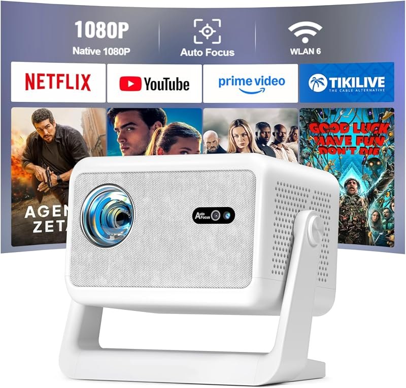 Native 1080P Mini Projector with WiFi and Bluetooth,Auto Focus Projector with Stand — Mini projector for mini projectors