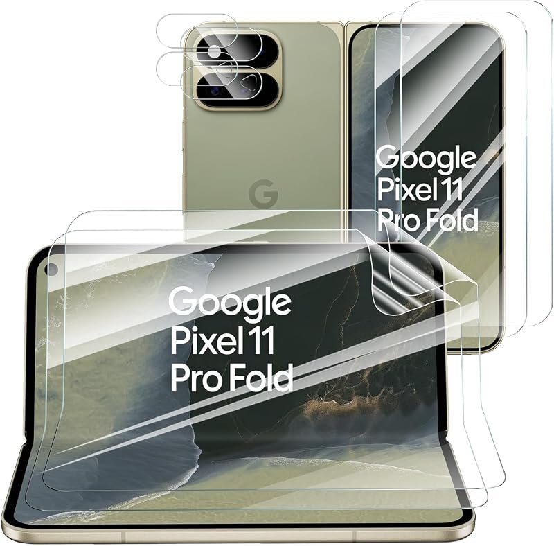 2*Soft Hydrogel Flexible TPU Screen Protector for Google Pixel 11 Pro Fold, 2*Double Shatterproof HD Tempered Glass