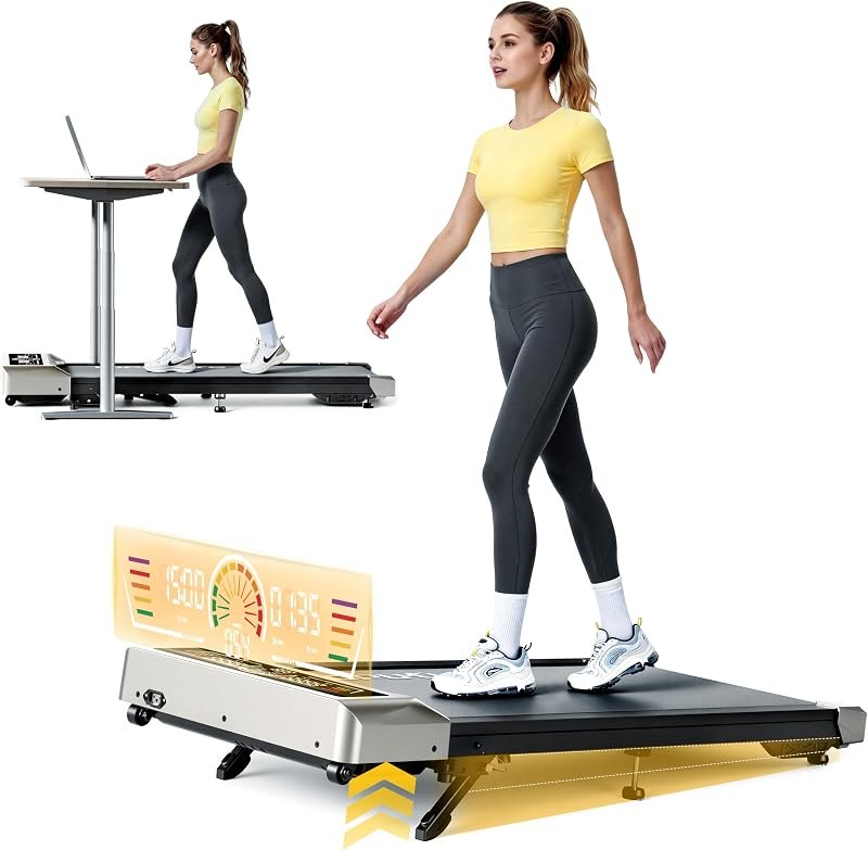 TOPUTURE Walking Pad Treadmill with 10% Incline, 3.0HP Brushless Under Desk Treadmill for Home Office, Portable