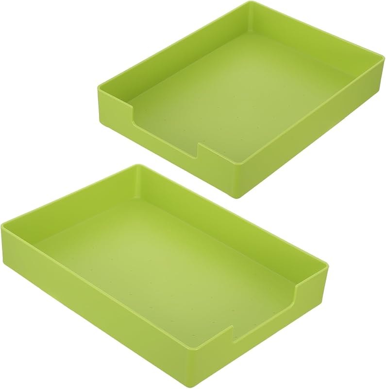 2Pcs Green Plastic Printer Paper Tray, Stackable Office Desktop Organizer — printers paper tray for printers paper tray