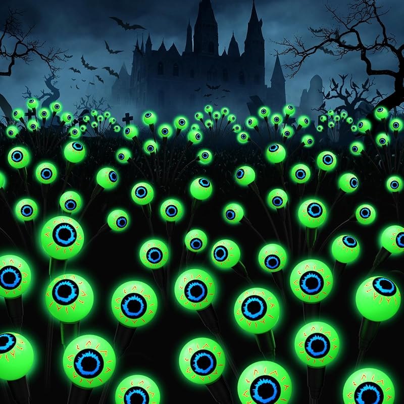 Halloween Decorations Outdoor, 6Pack 48 LEDs Solar Eyeball Lights — best halloween pathway lights for halloween