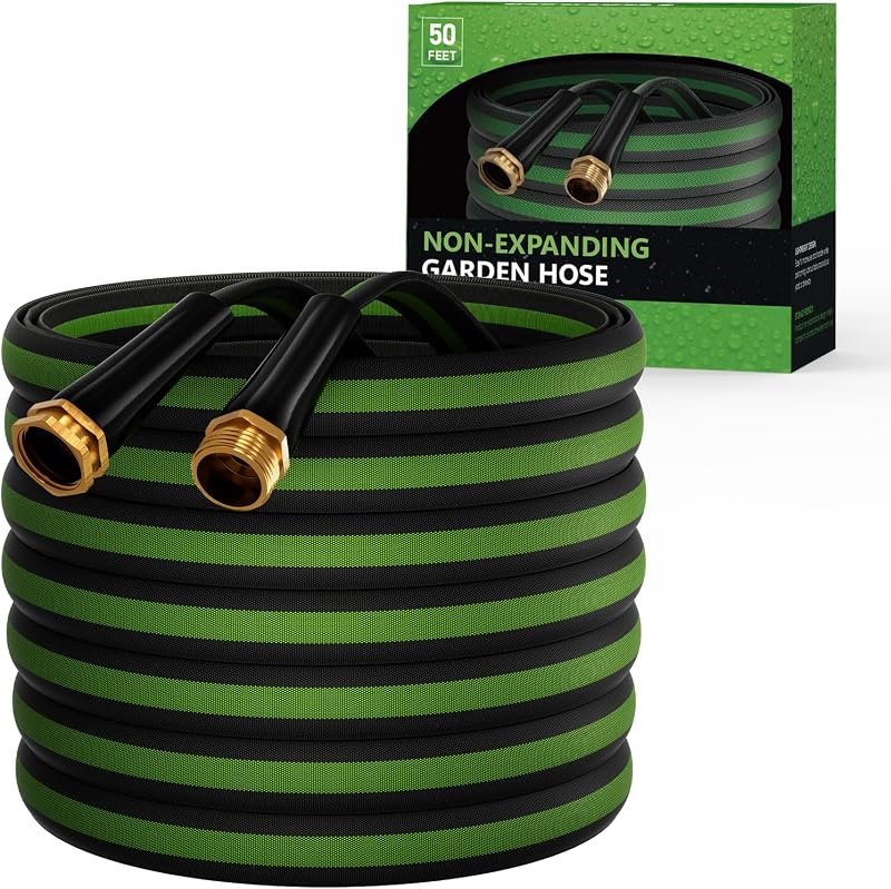 Garden Hose 50 FT, Non-Expanding Water Hose, Lightweight Flexible, Kink-Resistant & Burst-Resistant, High Pressure