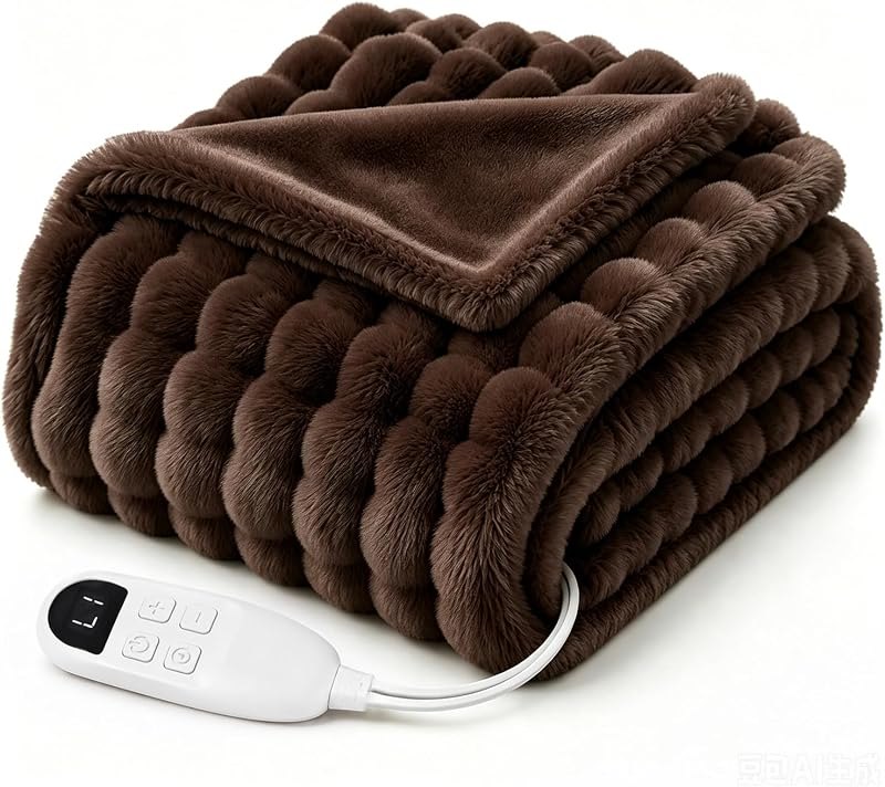 Heated Blanket Throw 50x60 Couch & Bed, Soft Flannel Electric Blanket Fuzzy — electric Heated throw blanket for