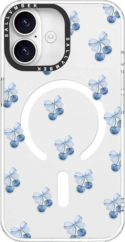 for iPhone 17 Case,Compatible with MagSafe,Cute Cherry Print Pattern Kawaii Design,Magnetic Mag Safe Magnet Shockproof