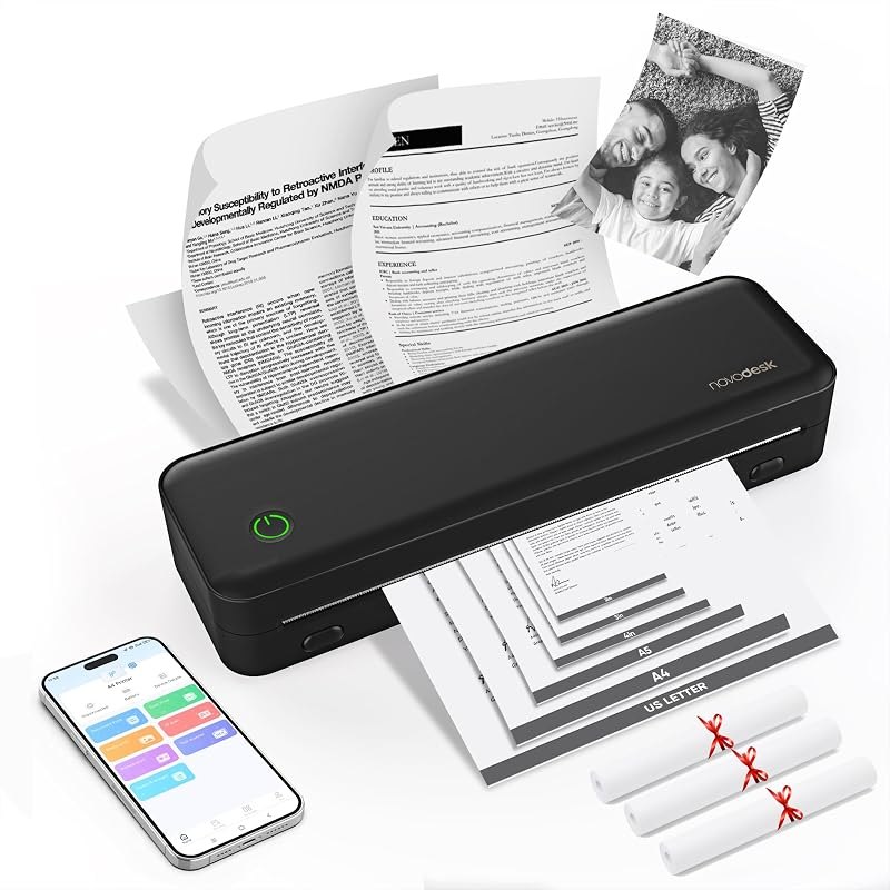 Portable Thermal Printer for Travel, Wireless Bluetooth Inkless — Printers that skip ink subscriptions for printers