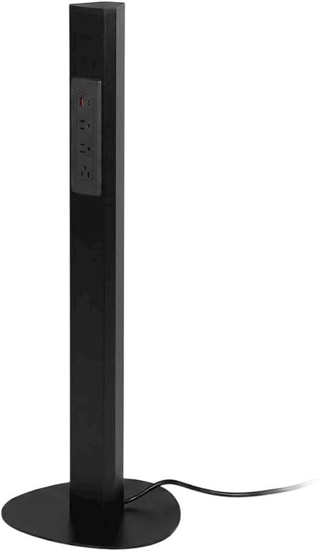 Steel Freestanding Power Station with USB Type-A, USB-C and AC Outlets, Floor Standing Laptop and Device Charging