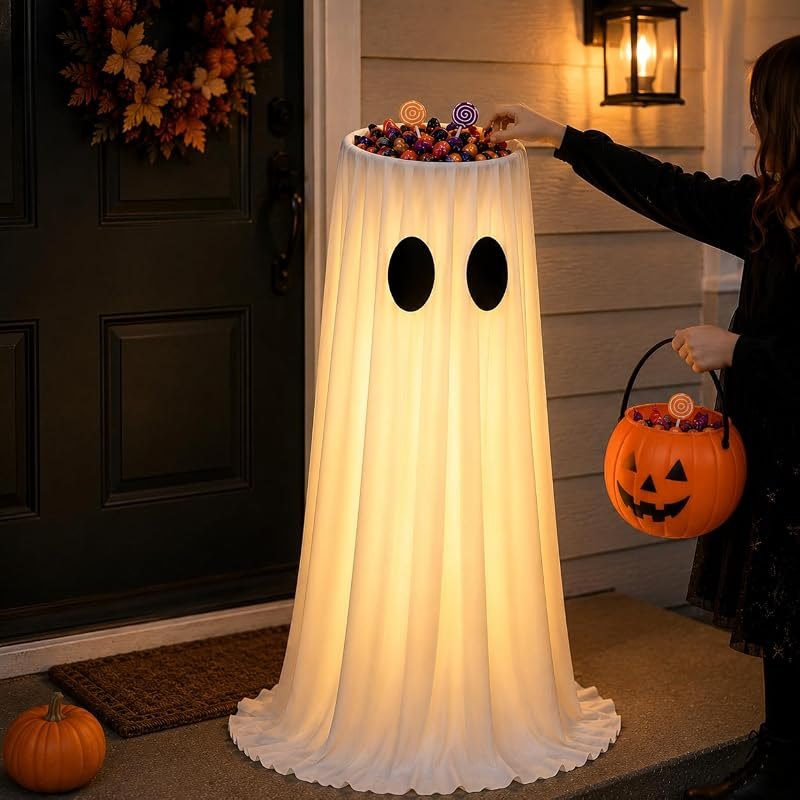 30 in Large Halloween Decorations Outdoor Candy Bowl for Party Hallowee Ghost Decor Indoor Porch Yard Front Door Ghost