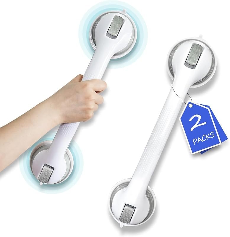 Shower Grab Bar, Suction Grab Bars for Shower, 2 Pack 16.11 Inch Shower Handles for Elderly Suction, Bathroom Grab