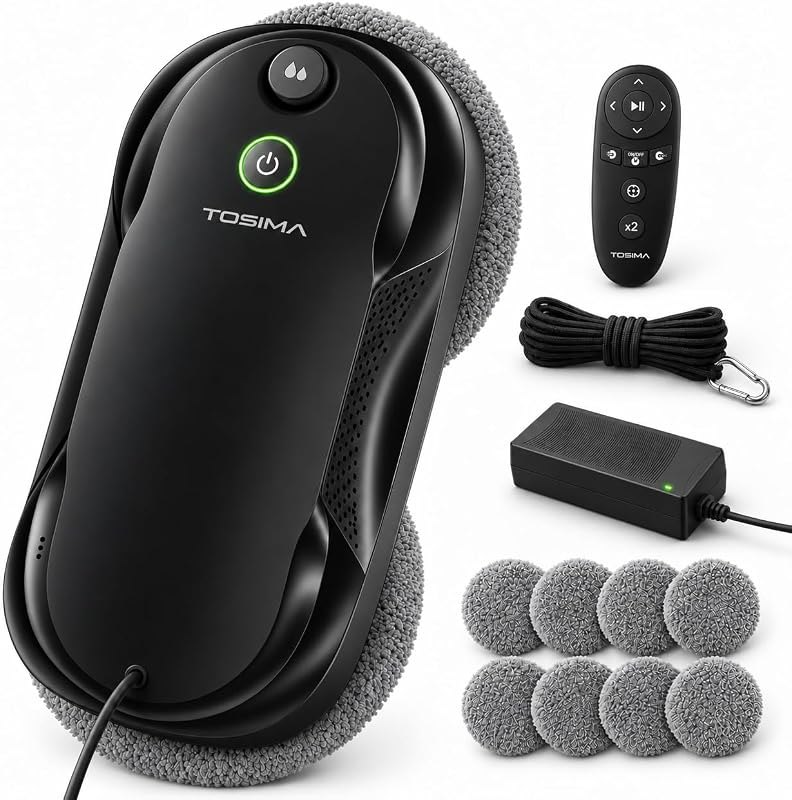 Tosima W5 Window Cleaning Robot, 6400Pa Max Adaptive Suction, Smart Window Cleaner with Triple Safety System