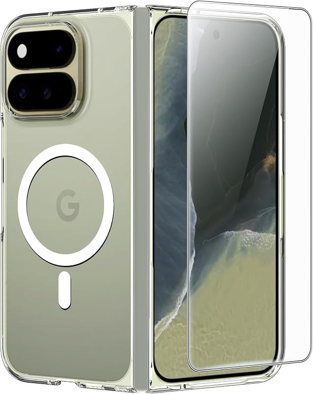 Clear Case for Google Pixel 11 Pro Fold, Military Grade Shockproof Full Body Protection with Built-in Magnetic Ring
