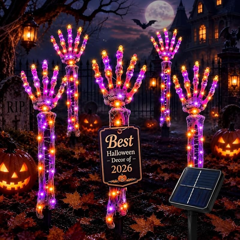 Solar Powered Halloween Decorations Halloween Pathway Lights Outdoor Lighted Holiday Displays Garden Yard Decor 5 Pack