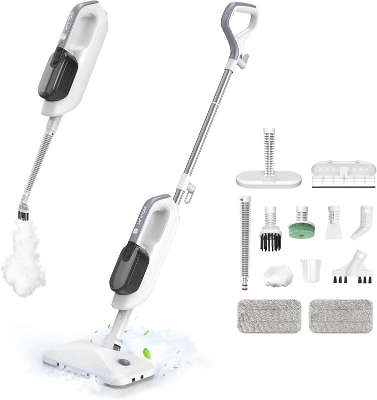 12-in-1 Steam Mop for Floor Cleaning, Multi-Purpose Handheld Steam Cleaner with 3 Steam Levels, Removable Water Tank