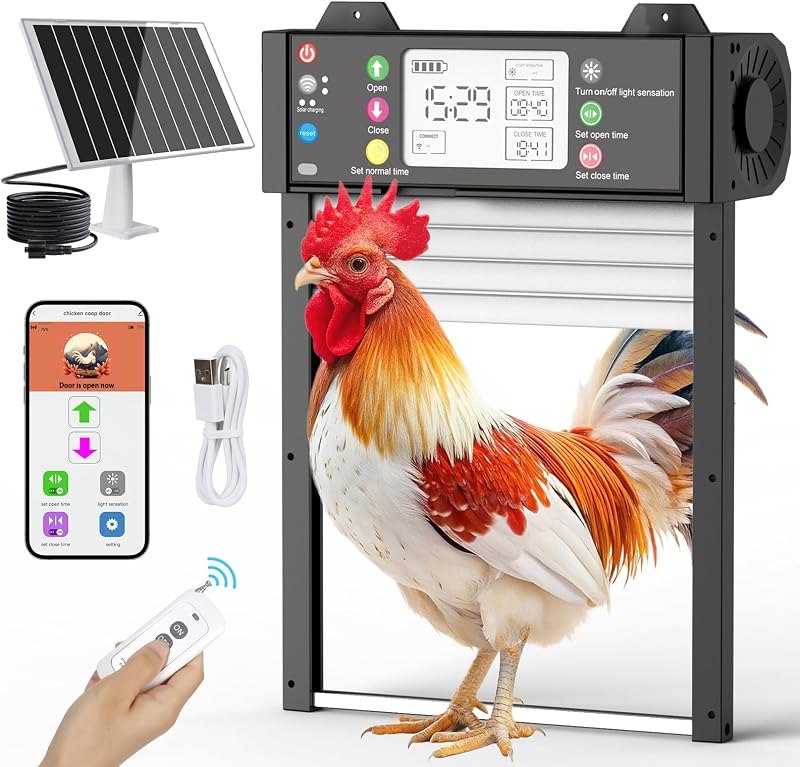 Automatic Chicken Coop Door, Solar Powered Chicken Door, Tuya App Control — coop light timer for flat panel coop heater
