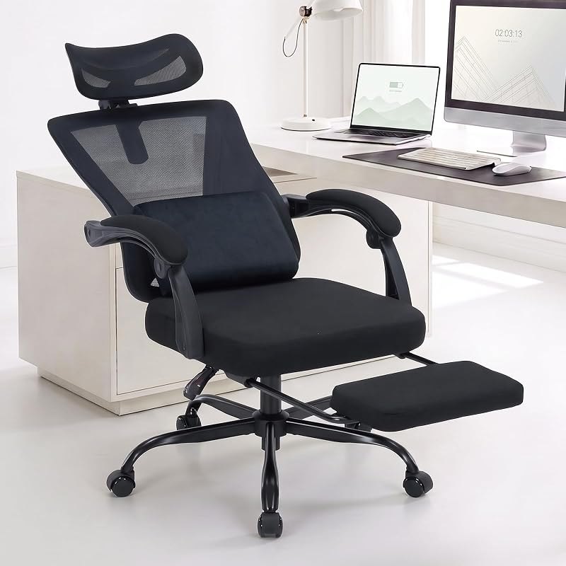 Ergonomic Office Chair with footrest, 90-160° Recline Computer Desk Chair