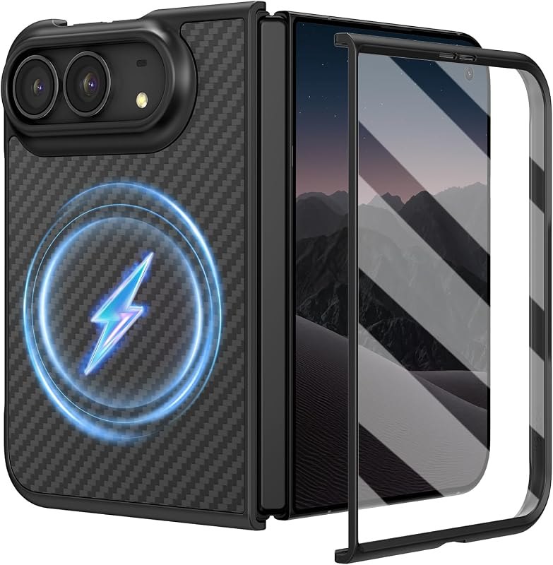 for iPhone Duo Magnetic Case with Screen Protector, Carbon Fiber — iPhone Duo wallet case amazon for iphone duo wallet