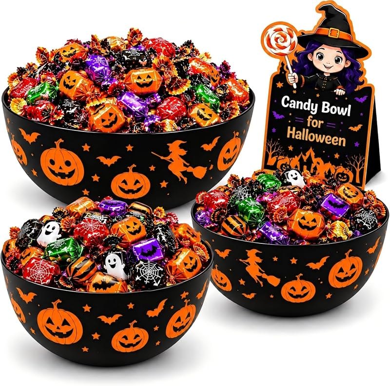 3pcs Halloween Candy Bowl Halloween Candy Dish For Decorations Party Pumpkin Ghost Spider Sweet Serving Dishes Snack