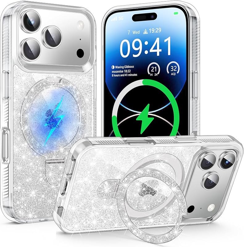 for iPhone 18 Pro Max Case Fit for Magsafe, Clear Magnetic Case with Stand — case for iphone pro case
