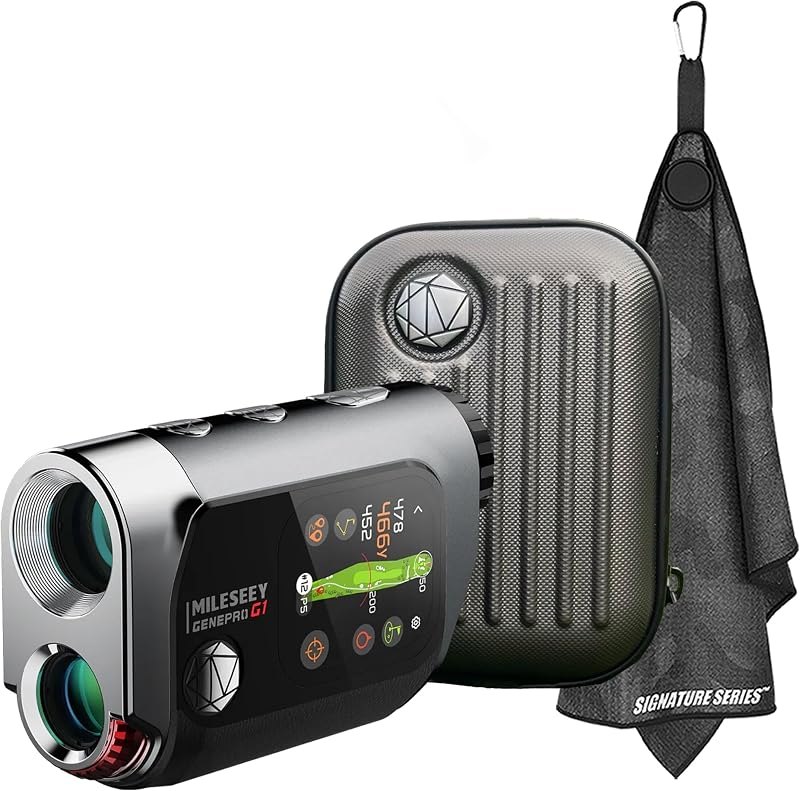 Mileseey GenePro G1 Golf GPS Rangefinder with Touchscreen Display - 1,300 Yard Range, 6X Magnification, 43K+ GPS